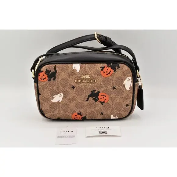 Coach Halloween Print Mini Jamie Camera Crossbody Bag Signature Ghost Cat 2024